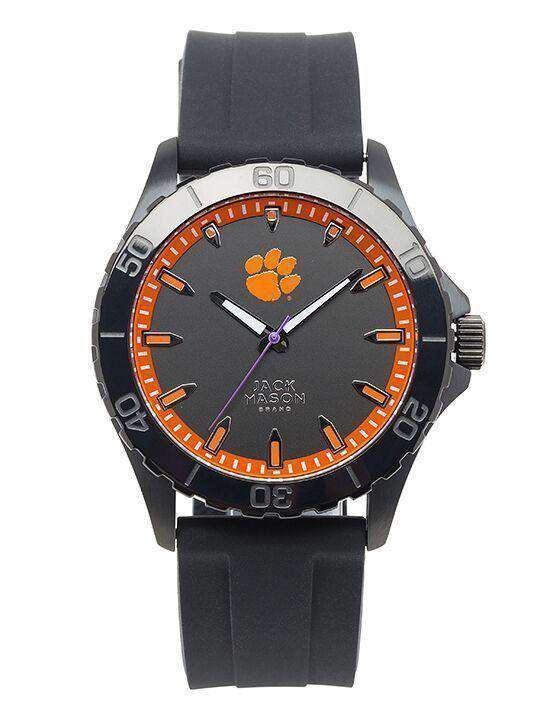 Clemson Tigers Men's Blackout Silicone Strap Watch by Jack Mason - Country Club Prep