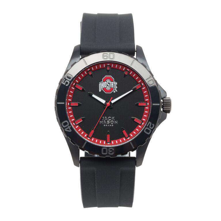 Ohio State Buckeyes Men's Blackout Silicone Strap Watch by Jack Mason - Country Club Prep