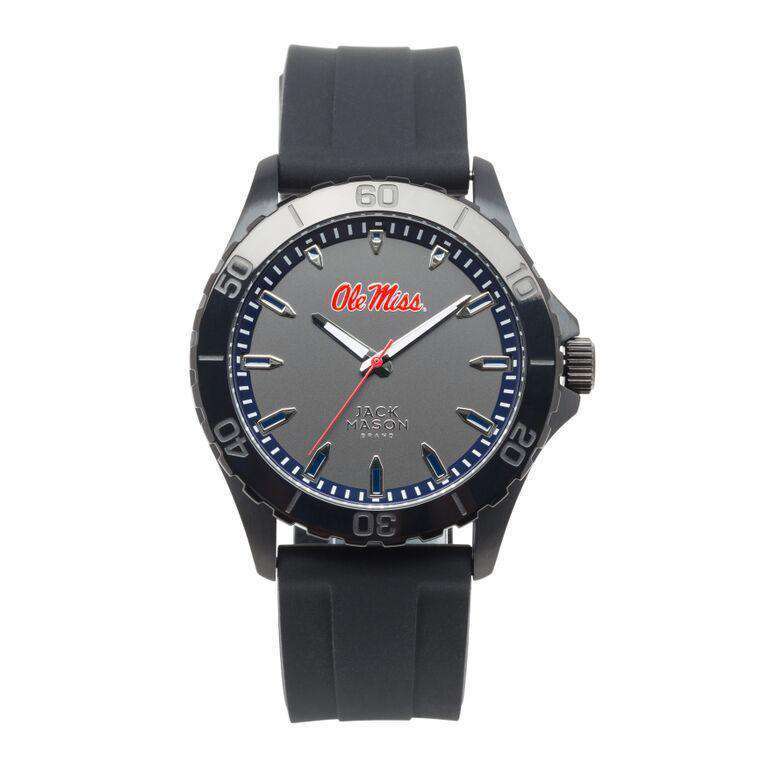 Ole Miss Rebels Men's Blackout Silicone Strap Watch by Jack Mason - Country Club Prep