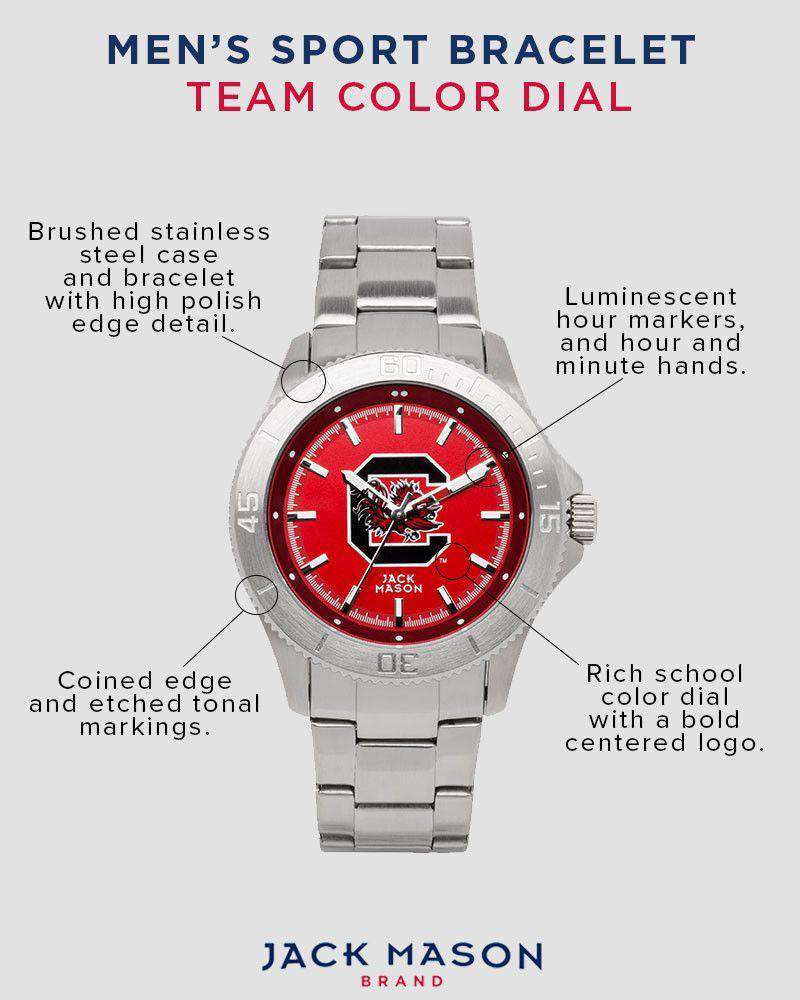 South Carolina Gamecocks Sport Bracelet Team Color Dial Watch by Jack Mason - Country Club Prep
