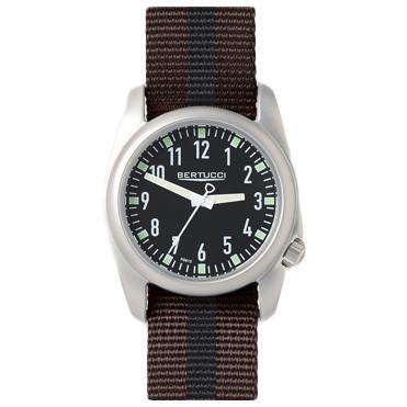 Ventara Sport Watch in Brown and Black Stripe Band with Black Dial by Bertucci - Country Club Prep