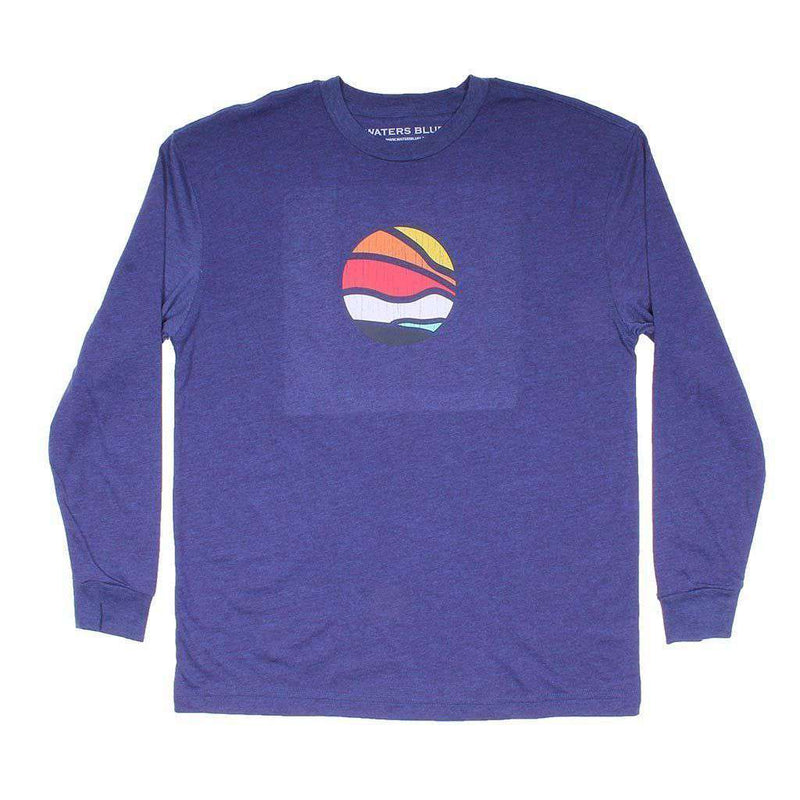 Bluff Horizon Long Sleeve Tee in Navy by Waters Bluff - Country Club Prep