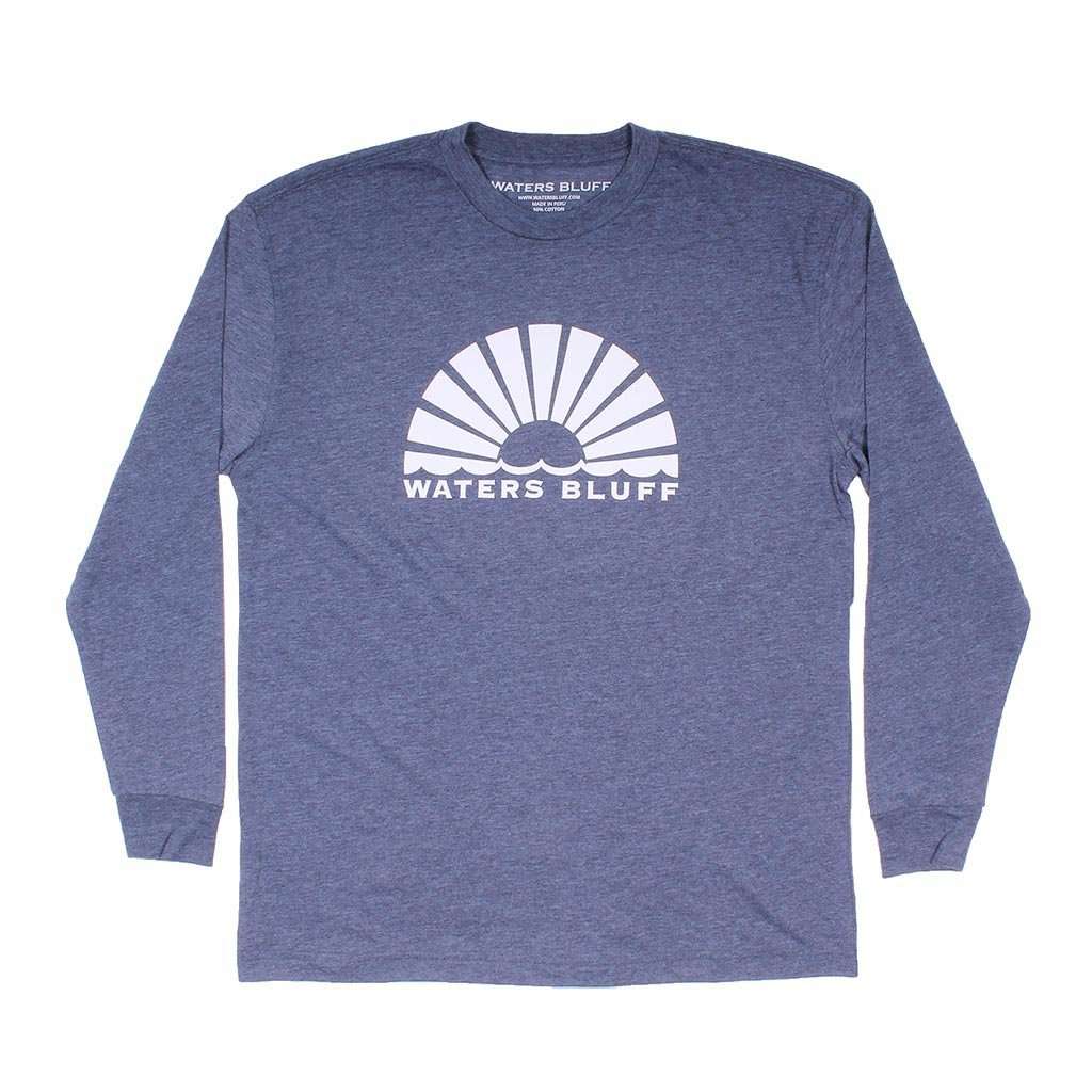 Horizon Sunrise Long Sleeve Tee in Navy by Waters Bluff - Country Club Prep