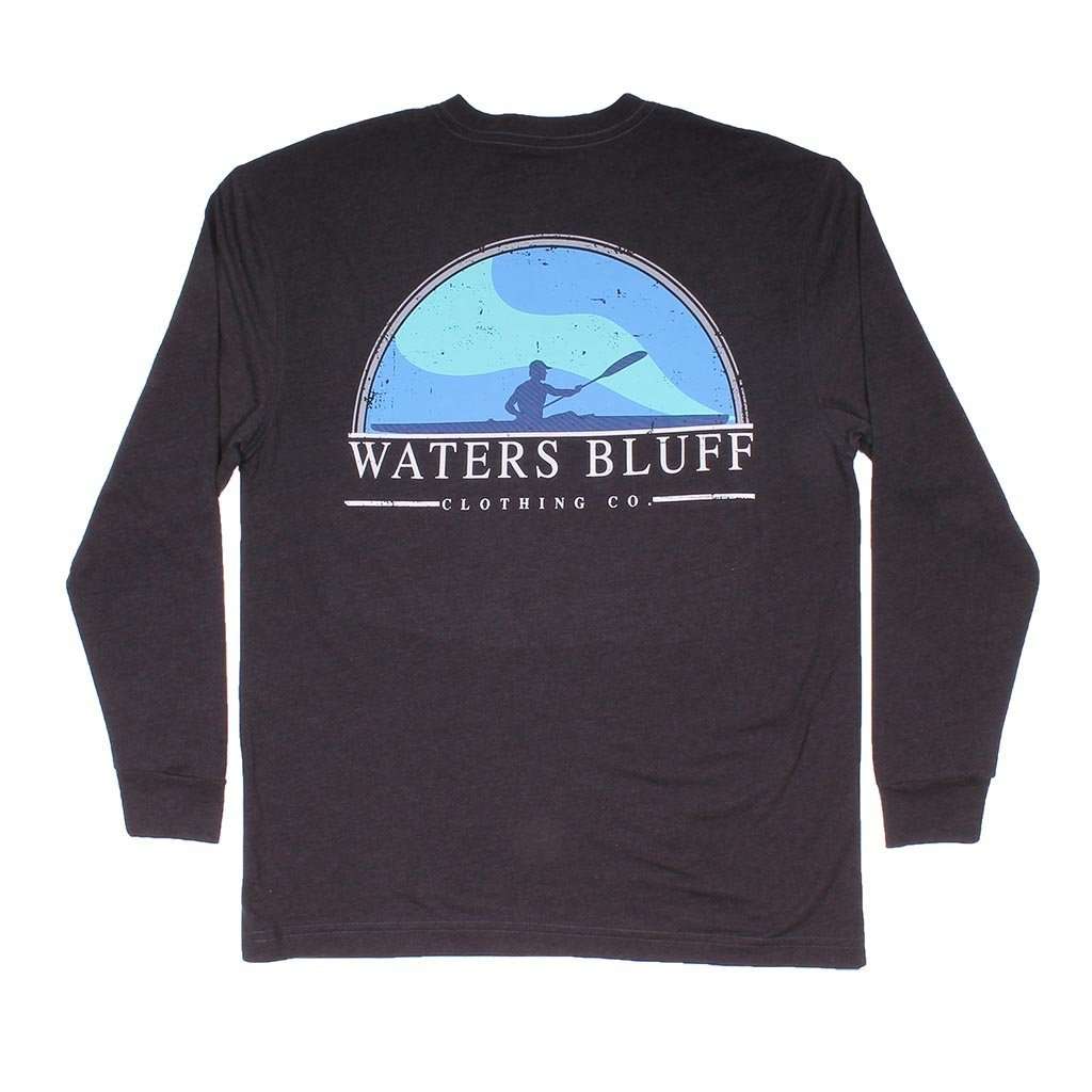 Paddler Long Sleeve Tee in Charcoal by Waters Bluff - Country Club Prep