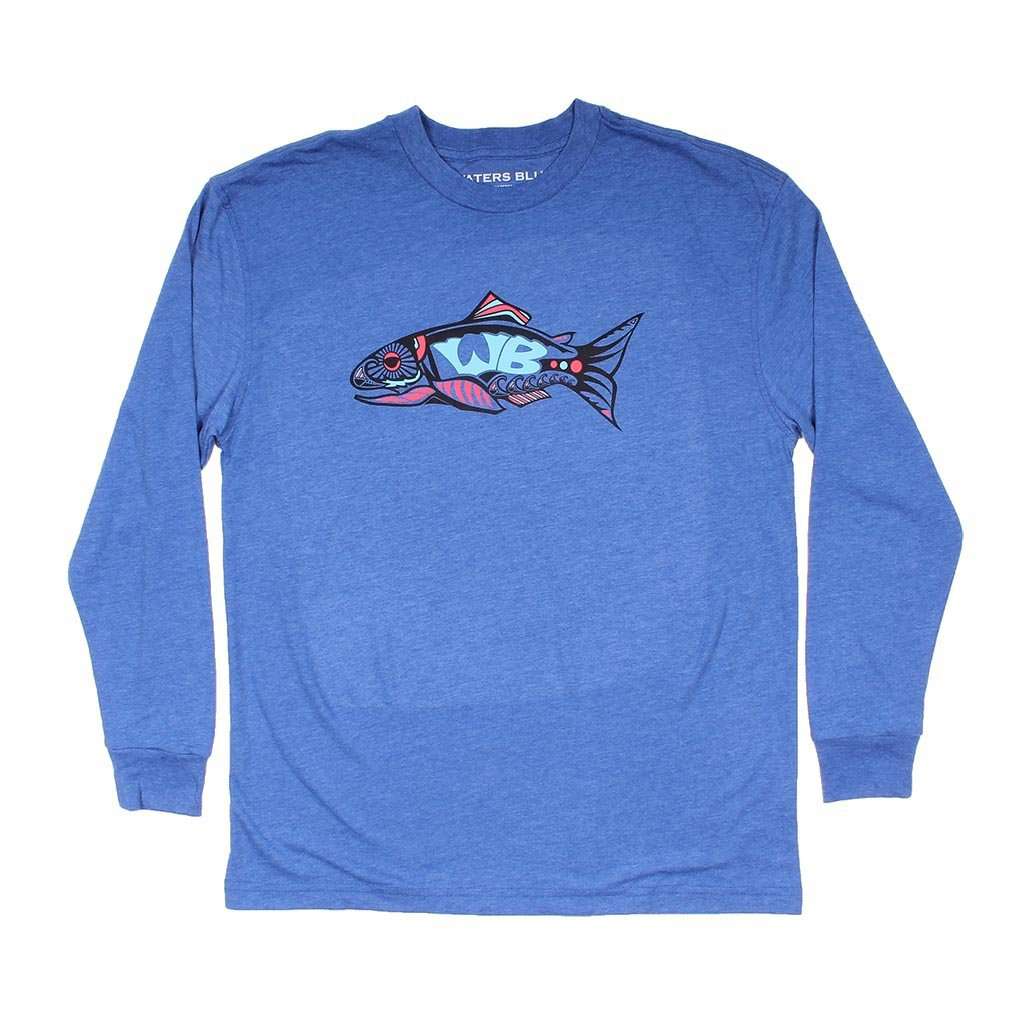 Wake n Bait Long Sleeve Tee in Royal by Waters Bluff - Country Club Prep