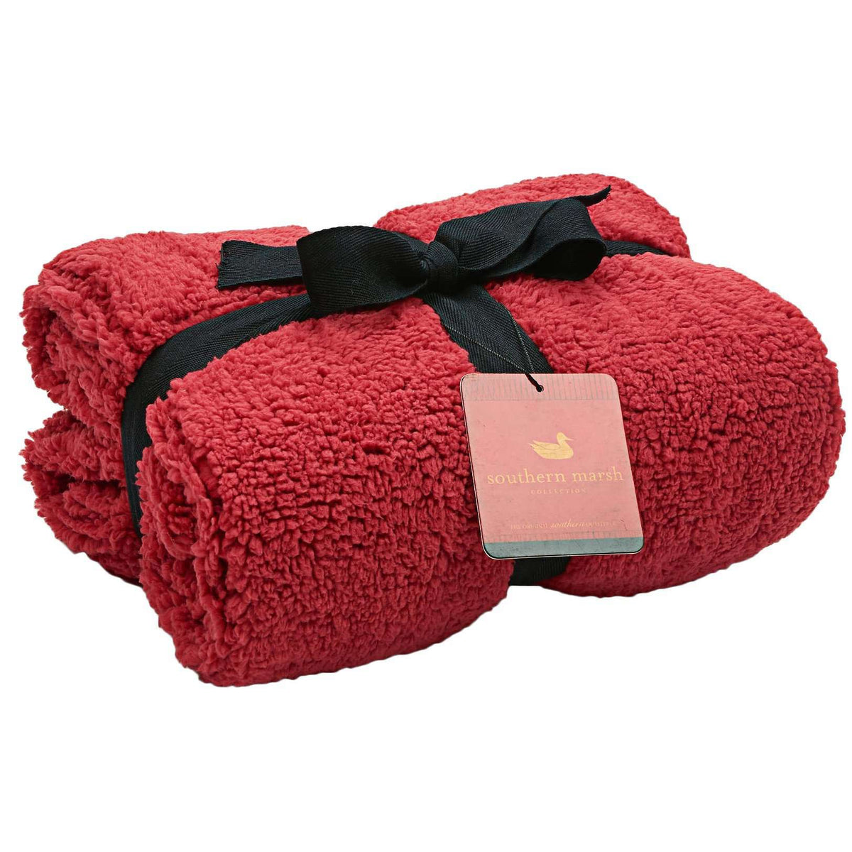 Watson Fluffy Pile & Tartan Blanket in Washed Red by Southern Marsh - Country Club Prep