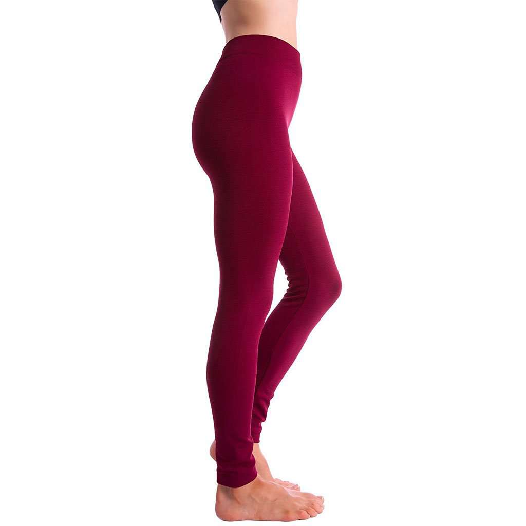 Ultra-Soft Seamless Fleece Lined Leggings in Wine - Country Club Prep