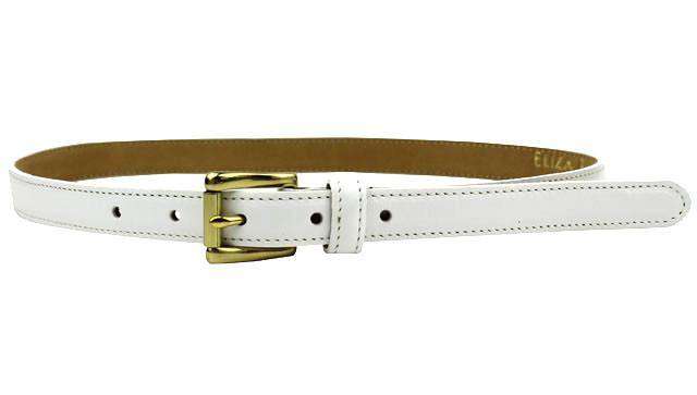Leather Skinny Belt in White by Eliza B - Country Club Prep