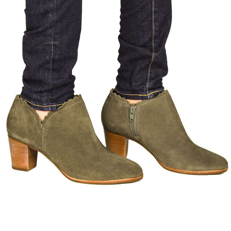 Marianne Suede Booties in Olive by Jack Rogers - Country Club Prep