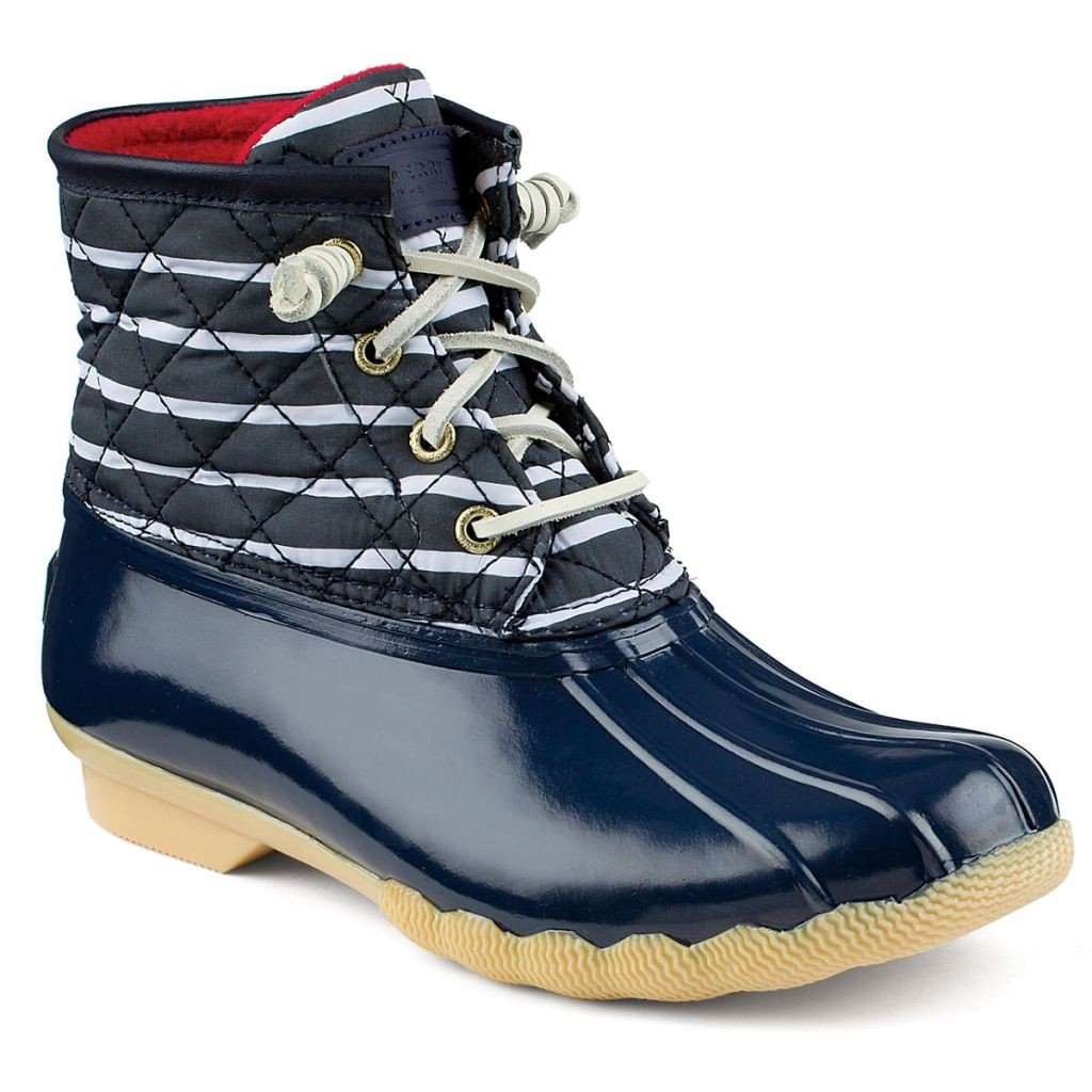Women's Saltwater Duck Boot in Navy Stripe and Navy by Sperry - Country Club Prep
