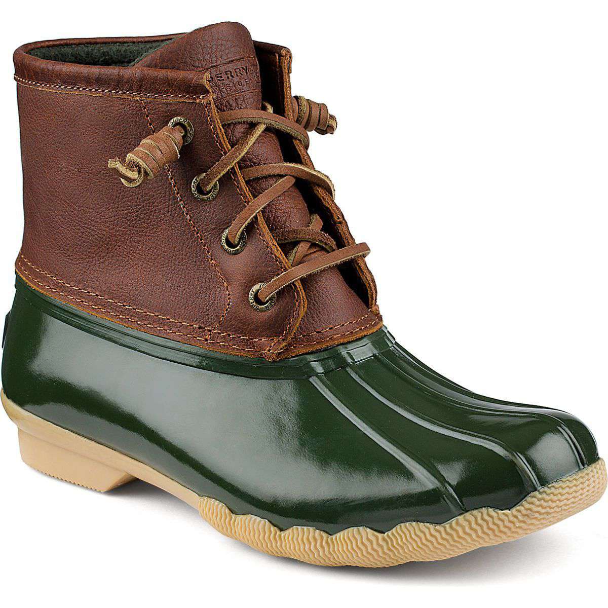 Women's Saltwater Duck Boot in Tan/Green by Sperry - Country Club Prep