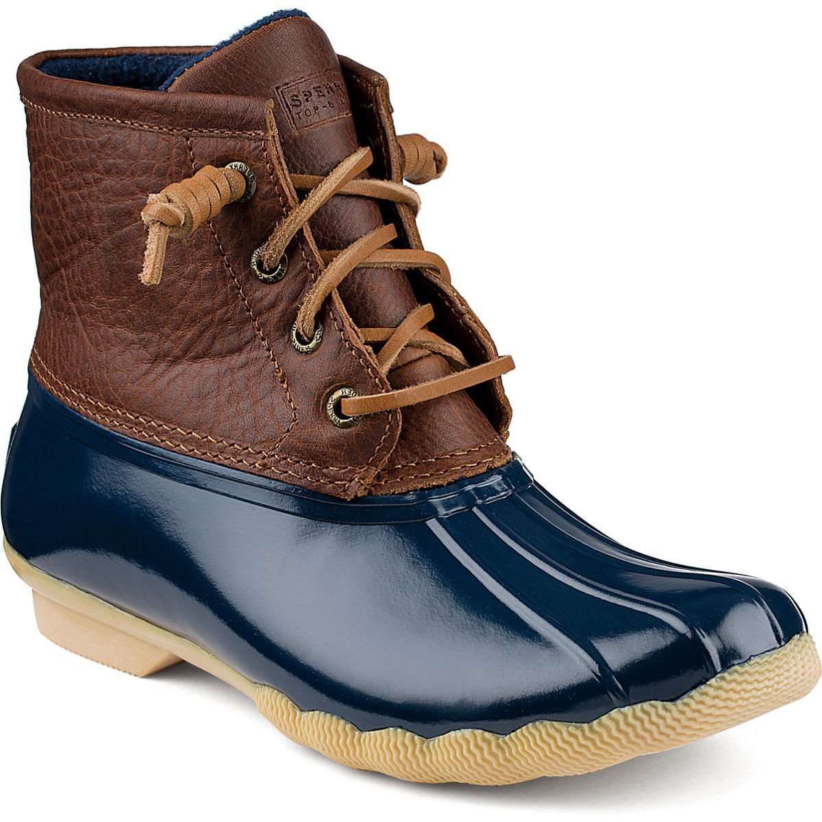 Women's Saltwater Duck Boot in Tan/Navy by Sperry - Country Club Prep