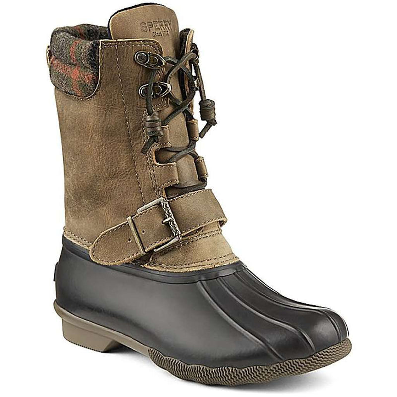 Women's Saltwater Misty Plaid Duck Boot in Black and Tan by Sperry - Country Club Prep