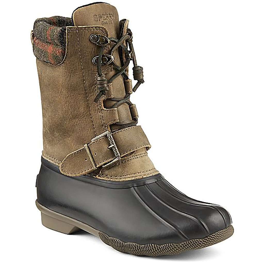 Sperry Women's Saltwater Misty Plaid Duck Boot in Black and Tan ...