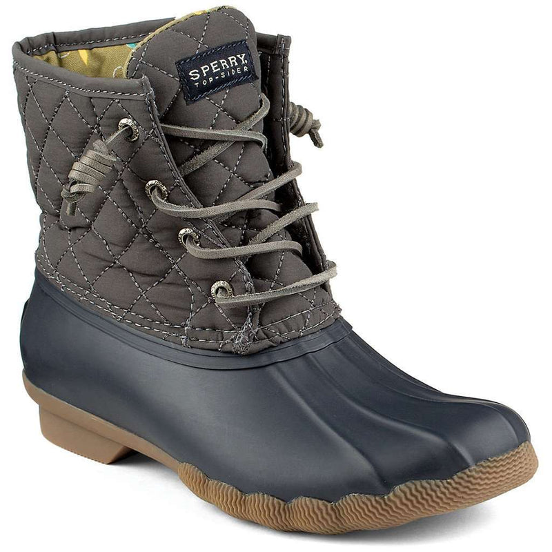 Women's Saltwater Quilted Duck Boot in Graphite by Sperry - Country Club Prep