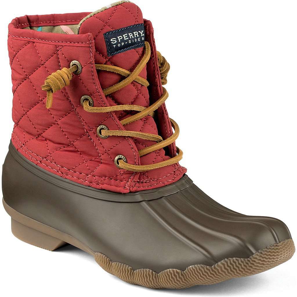 Women's Saltwater Quilted Duck Boot in Nylon Red by Sperry - Country Club Prep