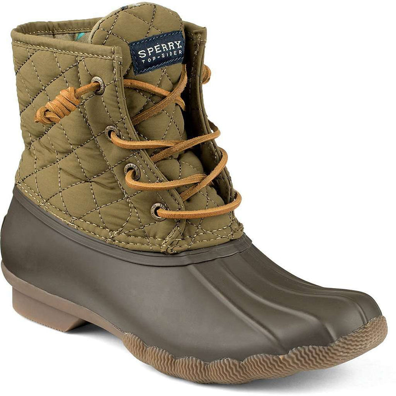Women's Saltwater Quilted Duck Boot in Olive Green by Sperry - Country Club Prep