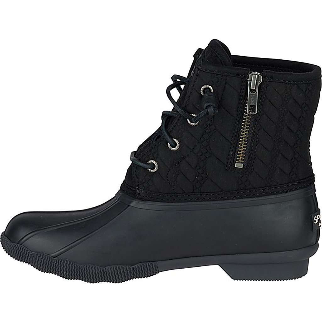 Women's Saltwater Rope Embossed Duck Boot in Black by Sperry - Country Club Prep