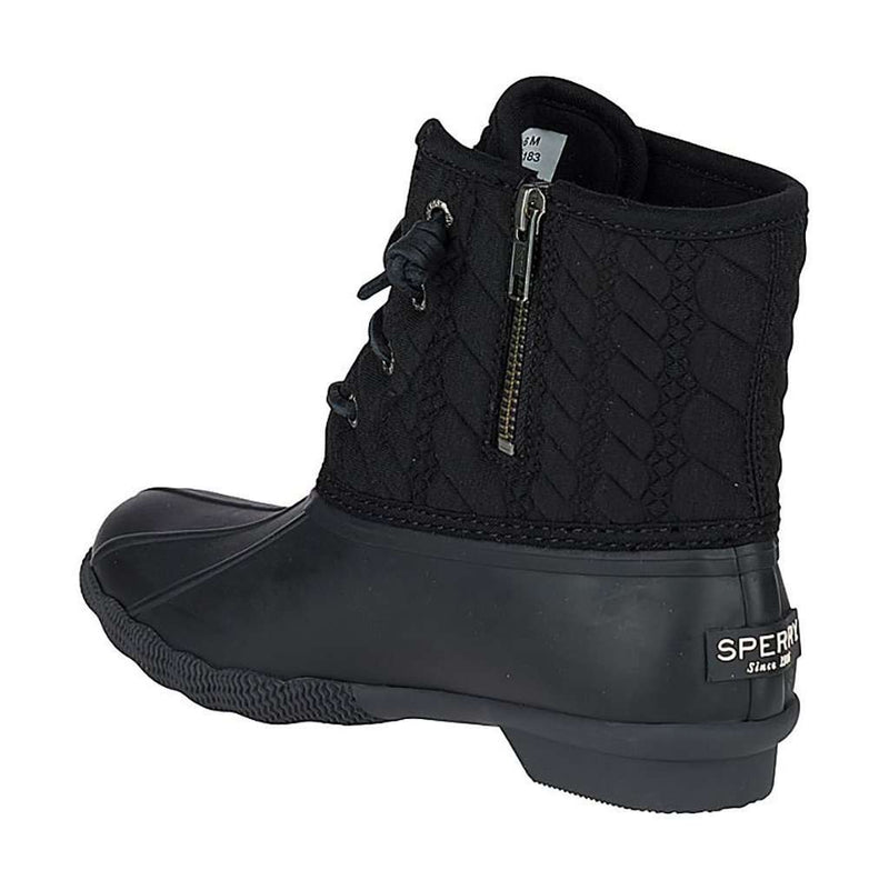 Sperry Women's Saltwater Rope Embossed Duck Boot in Black â Country Club Prep