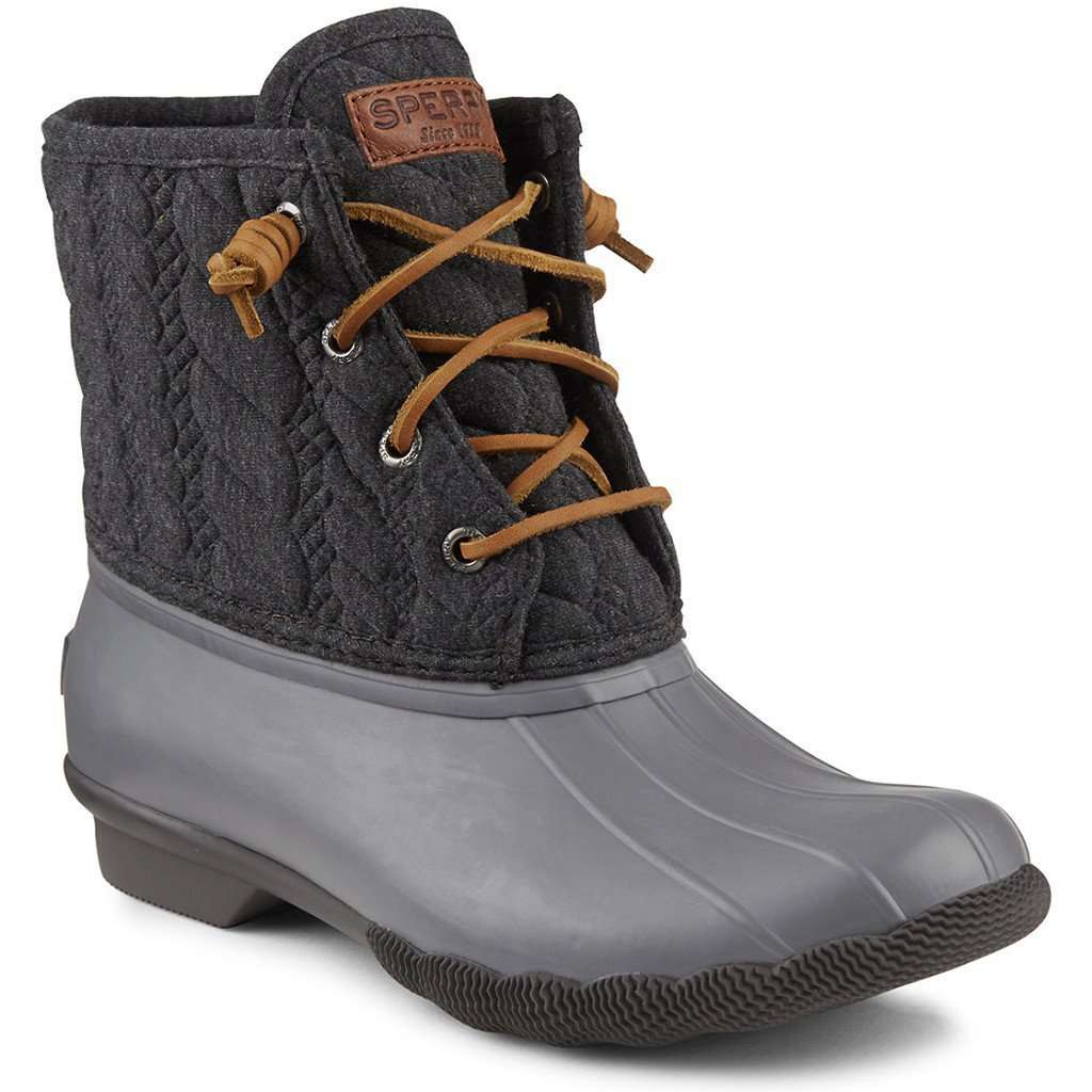 Women's Saltwater Rope Embossed Duck Boot in Grey by Sperry - Country Club Prep