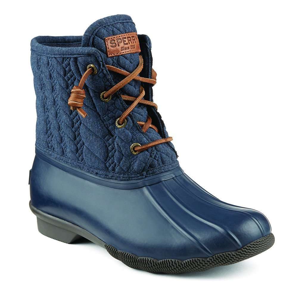Women's Saltwater Rope Embossed Duck Boot in Navy by Sperry - Country Club Prep
