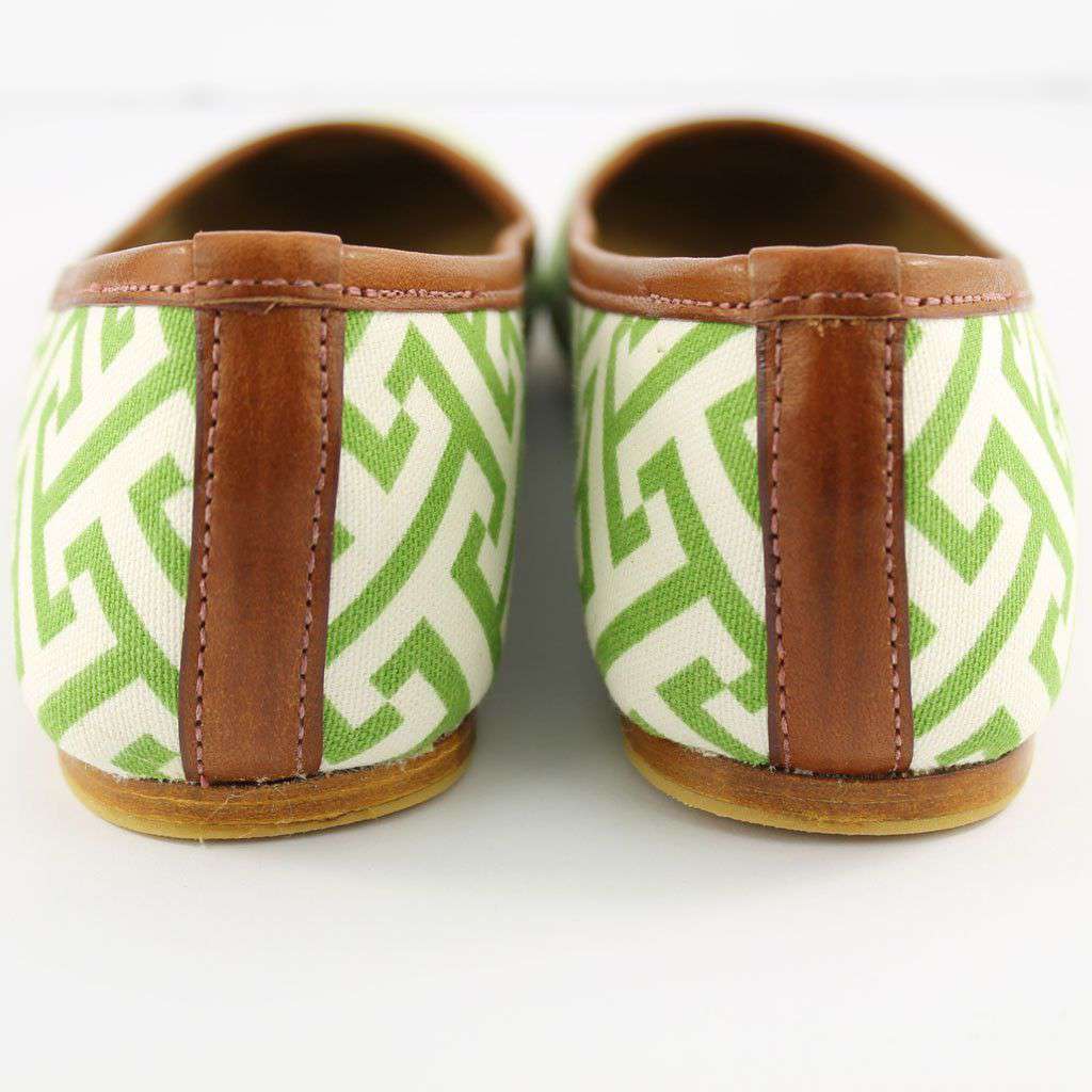 Ballet Flat in Green Geometric Pattern by Eliza B. - Country Club Prep