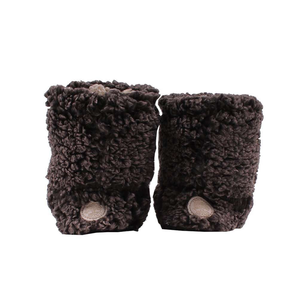 Sherpa Fleece Booties in Charcoal and Oatmeal by Live Oak - Country Club Prep
