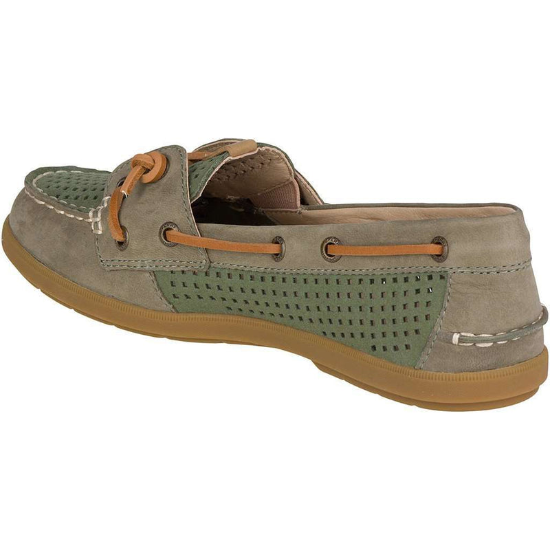 Women's Coil Ivy Perforated Boat Shoe in Olive by Sperry - Country Club Prep