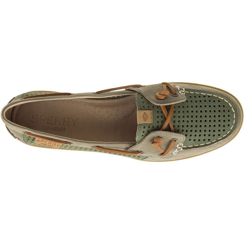 Women's Coil Ivy Perforated Boat Shoe in Olive by Sperry - Country Club Prep