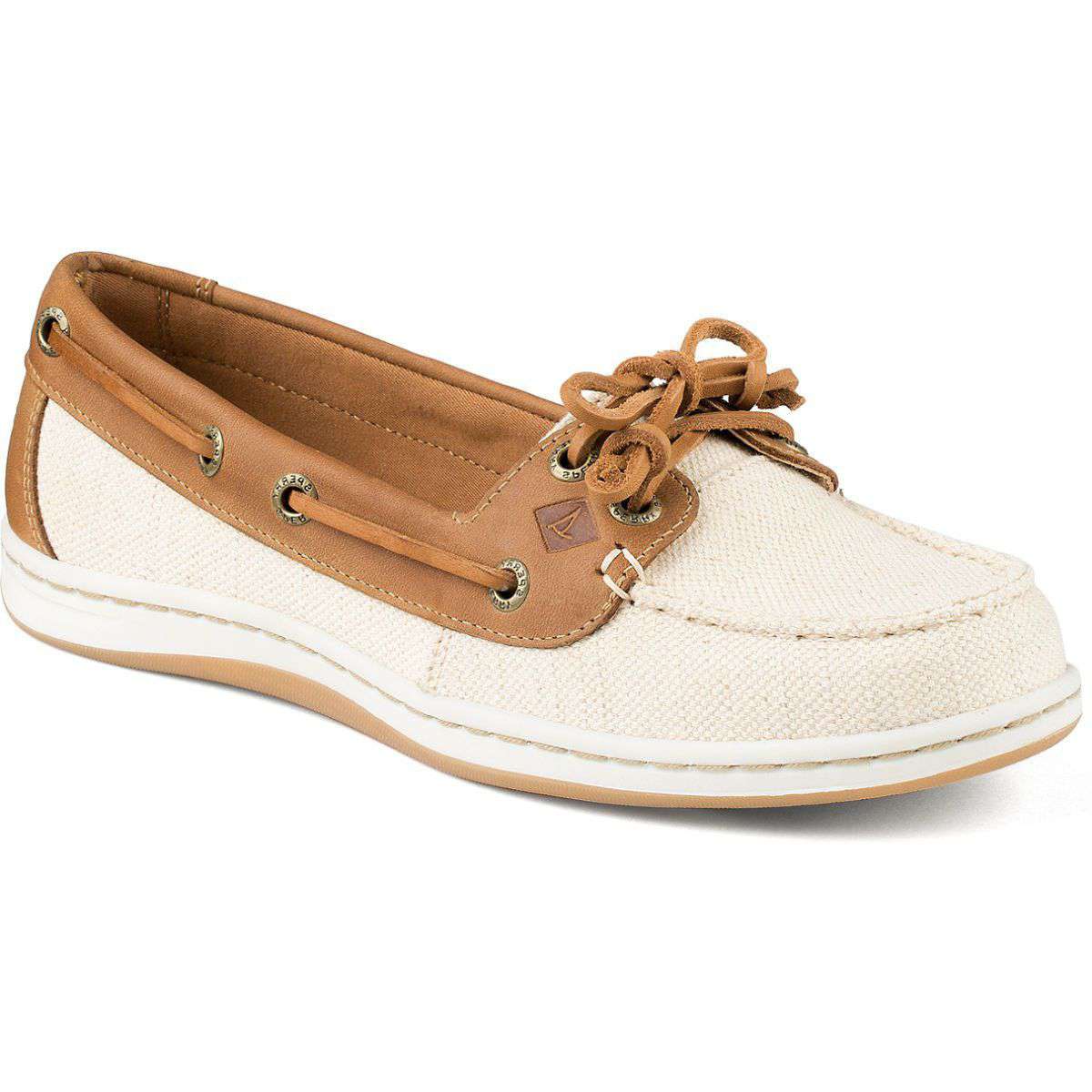 Women's Firefish Canvas Boat Shoe in Natural Tan by Sperry - Country Club Prep