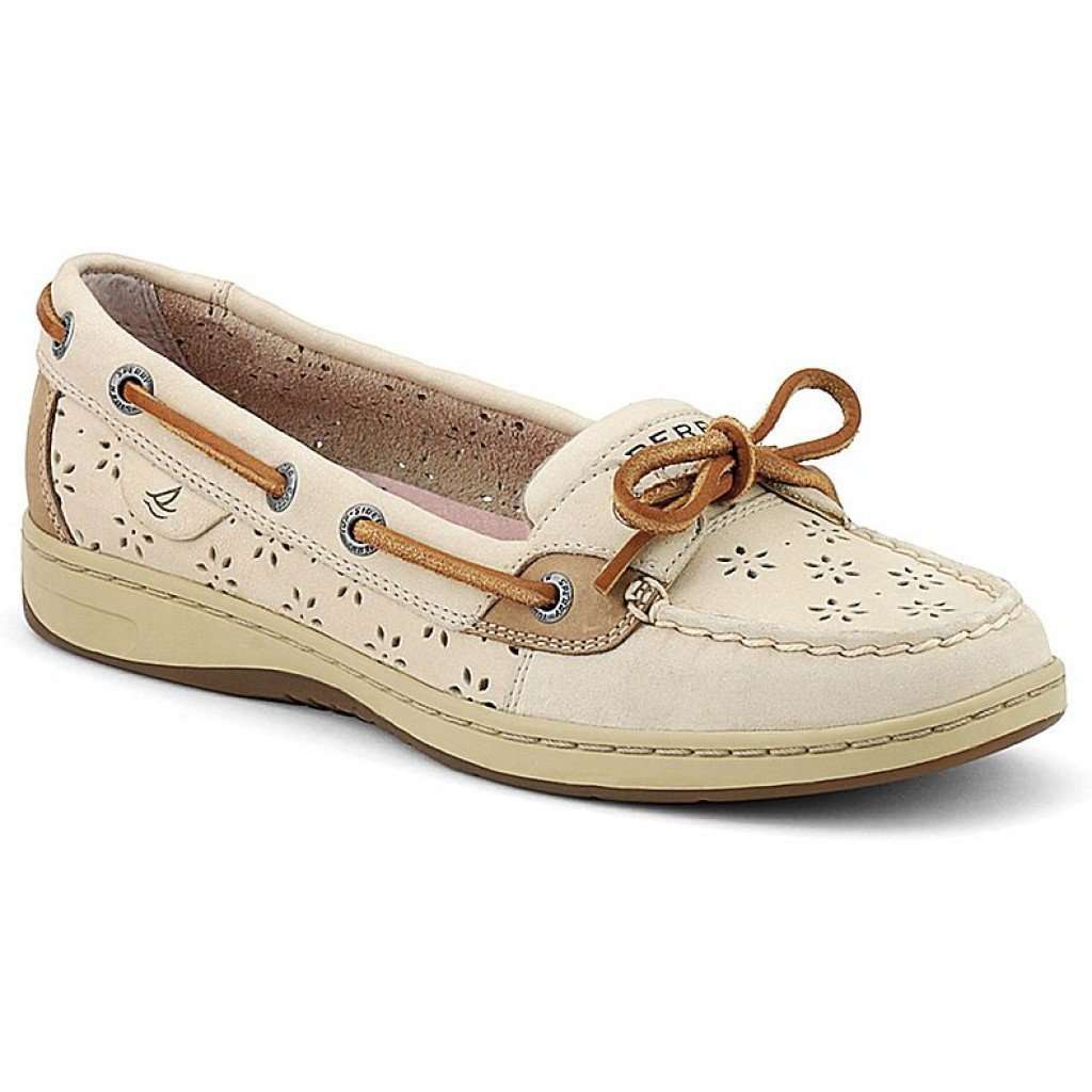 Women's Floral Perf Leather Angelfish Boat Shoe in Oat by Sperry - Country Club Prep