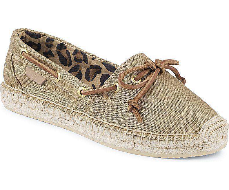 Women's Katama Espadrille in Gold-Tipped Linen by Sperry - Country Club Prep