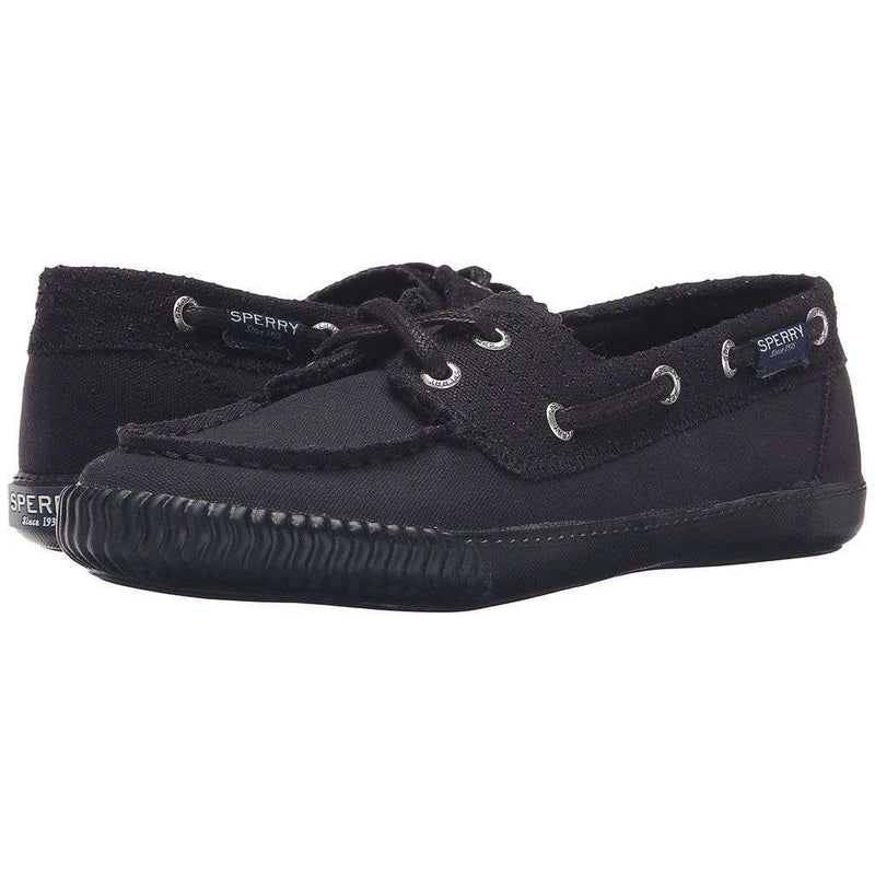 Women's Sayel Away Boat Shoe in Black Perf Canvas by Sperry - Country Club Prep