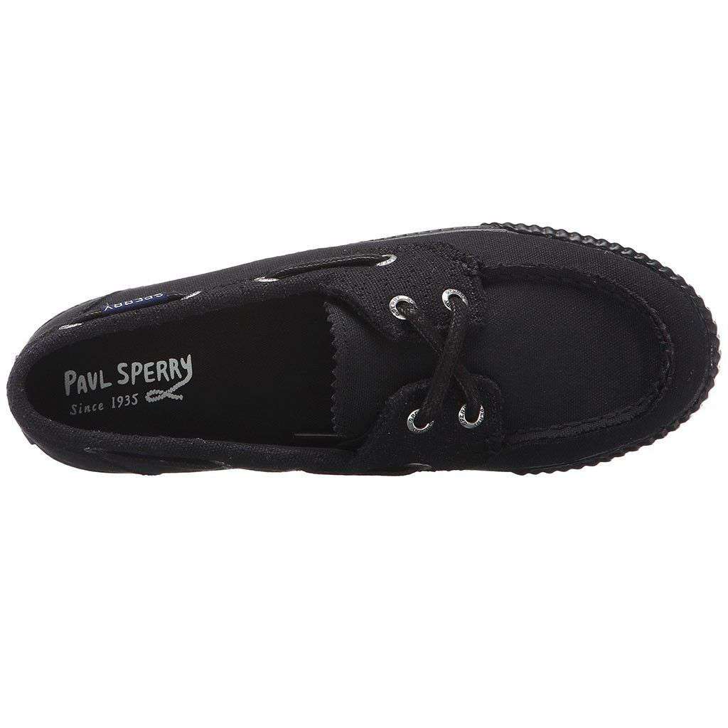 Women's Sayel Away Boat Shoe in Black Perf Canvas by Sperry - Country Club Prep