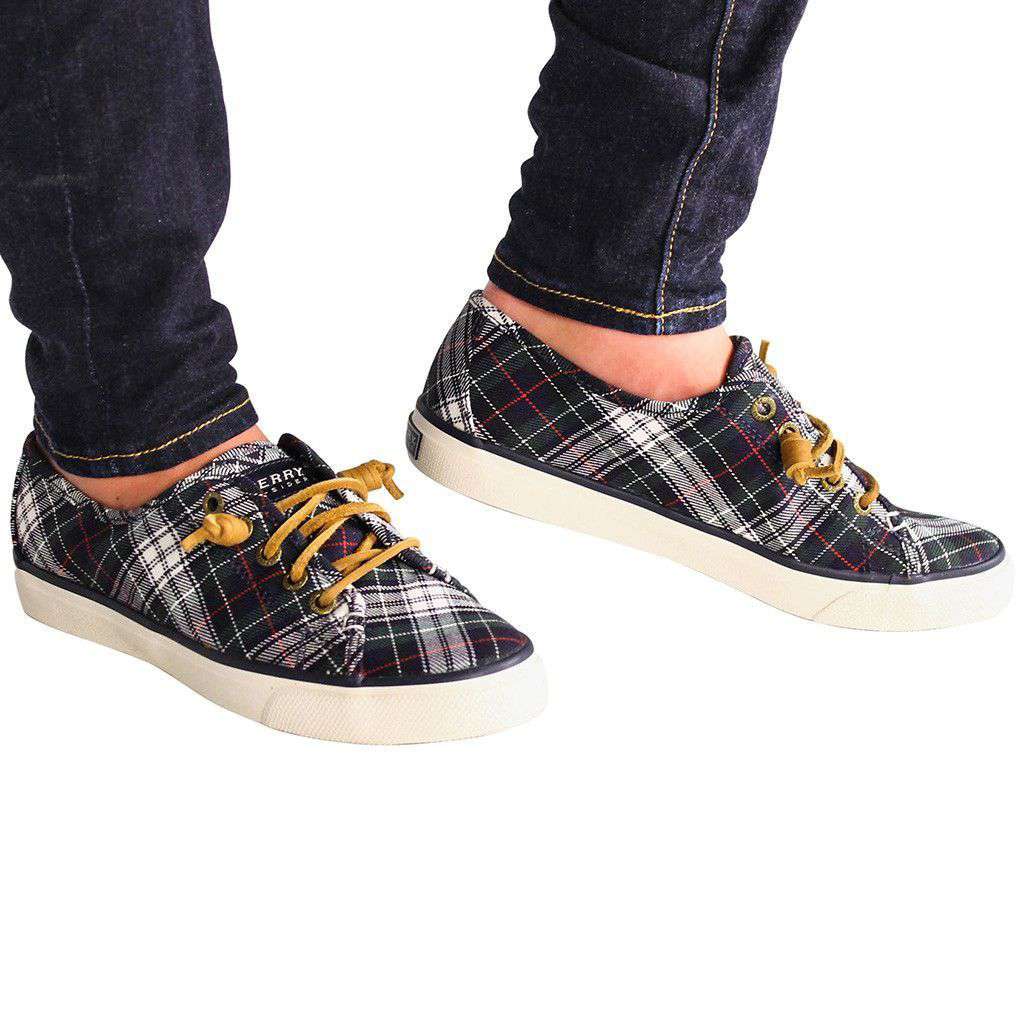 Sperry Women's Seacoast Canvas Sneaker in Tartan Plaid – Country - Main Image