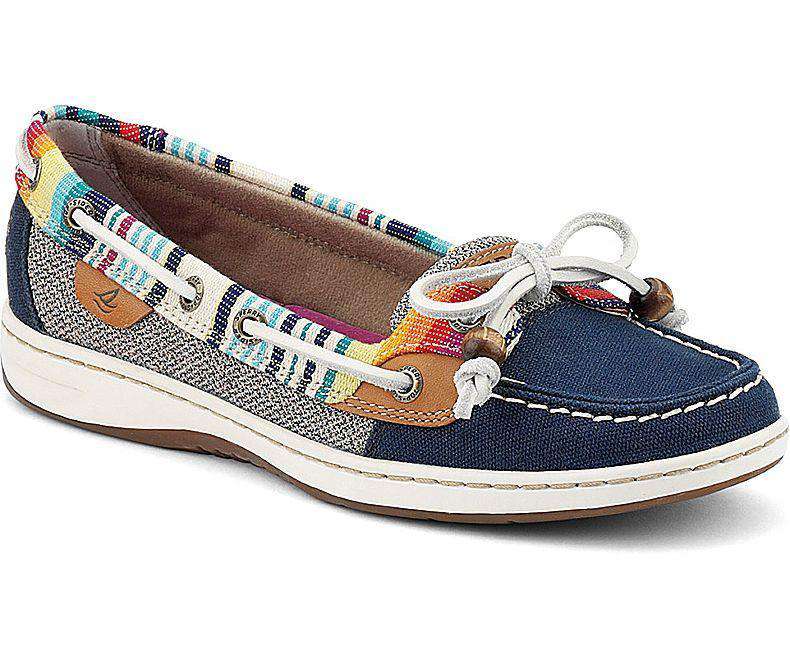 Women's Serape Trimmed Angelfish Boat Shoe in Navy by Sperry - Country Club Prep