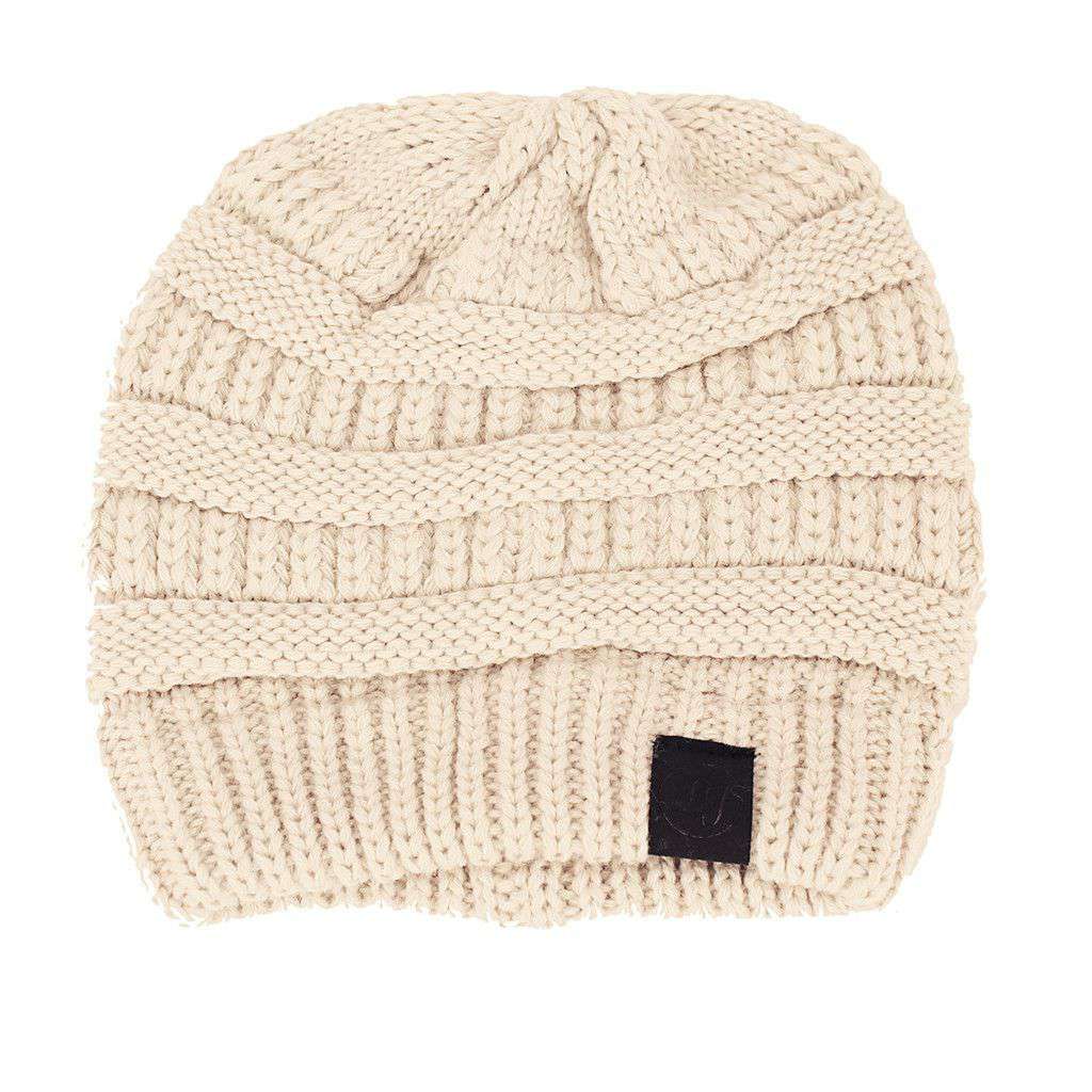 Cable Knit Beanie in Beige by Lauren James - Country Club Prep