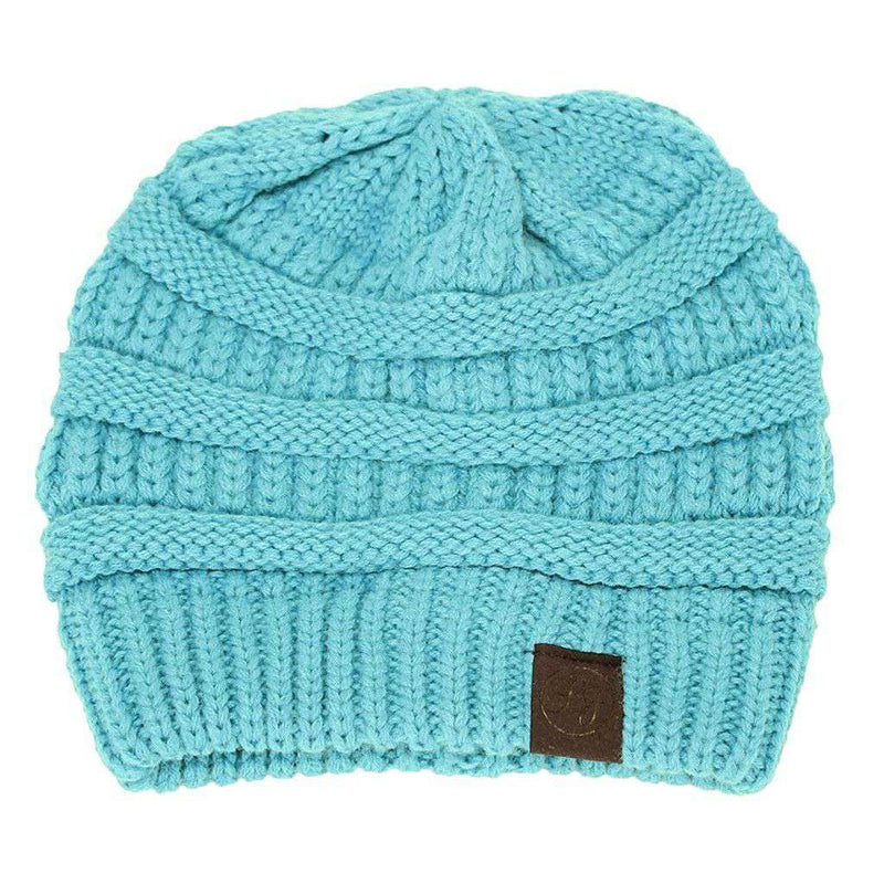 Cable Knit Beanie in Teal by Lauren James - Country Club Prep