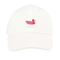 Hat in White with Pink Duck by Southern Marsh - Country Club Prep