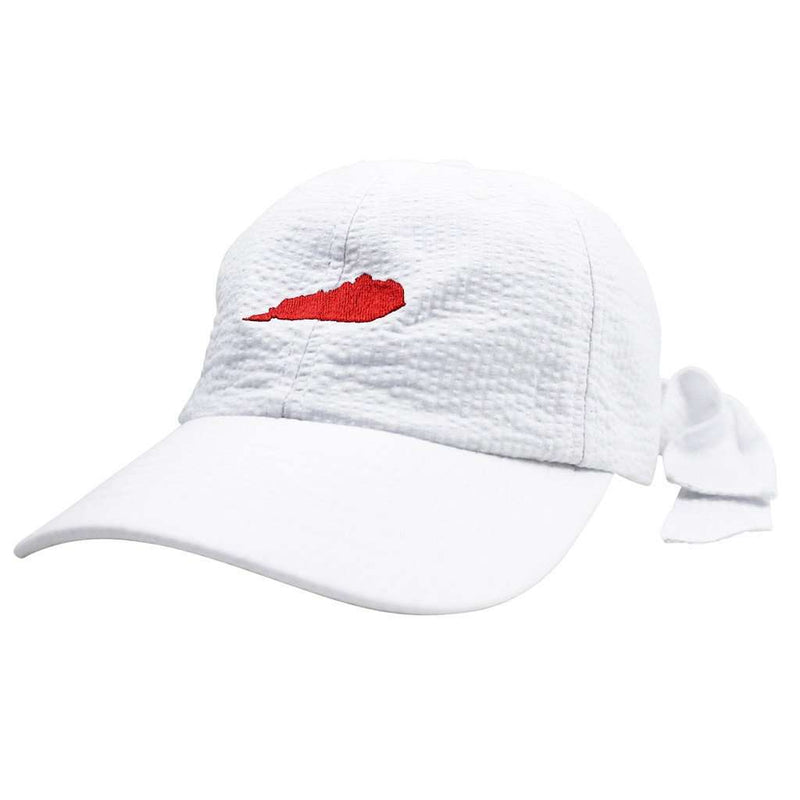 Kentucky Seersucker Bow Hat in White with Red by Lauren James - Country Club Prep