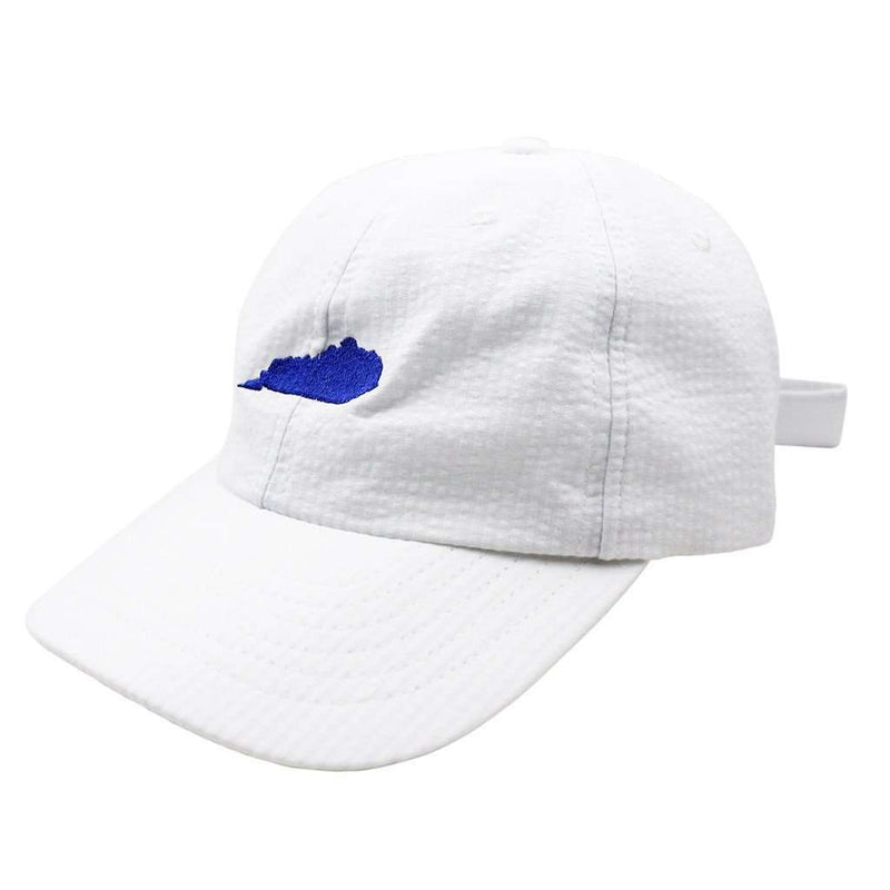 Kentucky Seersucker Hat in White with Royal by Lauren James - Country Club Prep