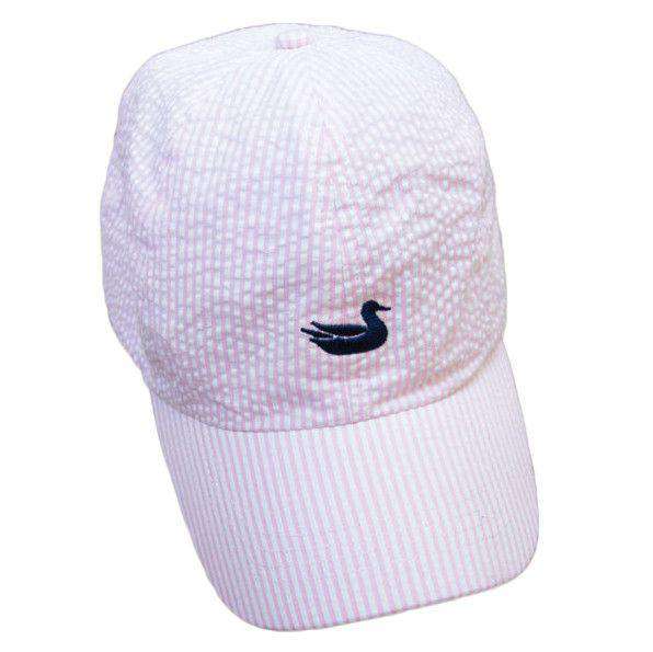 Limited Edition Pink Seersucker Hat with Navy Duck by Southern Marsh - Country Club Prep
