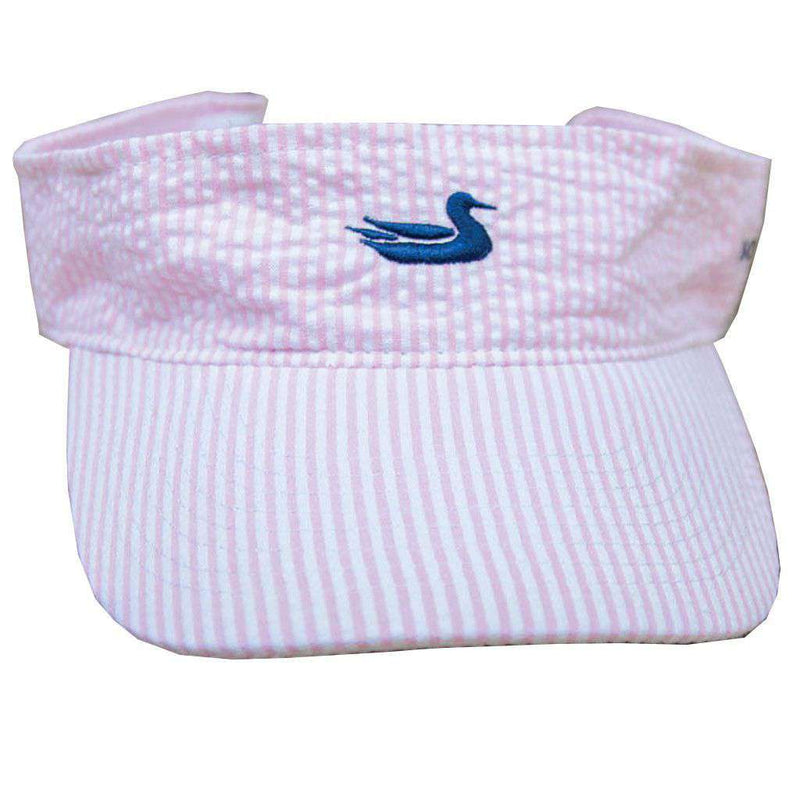 Limited Edition Pink Seersucker Visor with Navy Duck by Southern Marsh - Country Club Prep