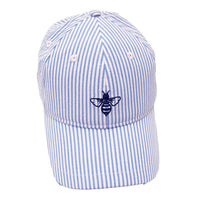 Logo Hat in Blue Seersucker by Lily Grace - Country Club Prep