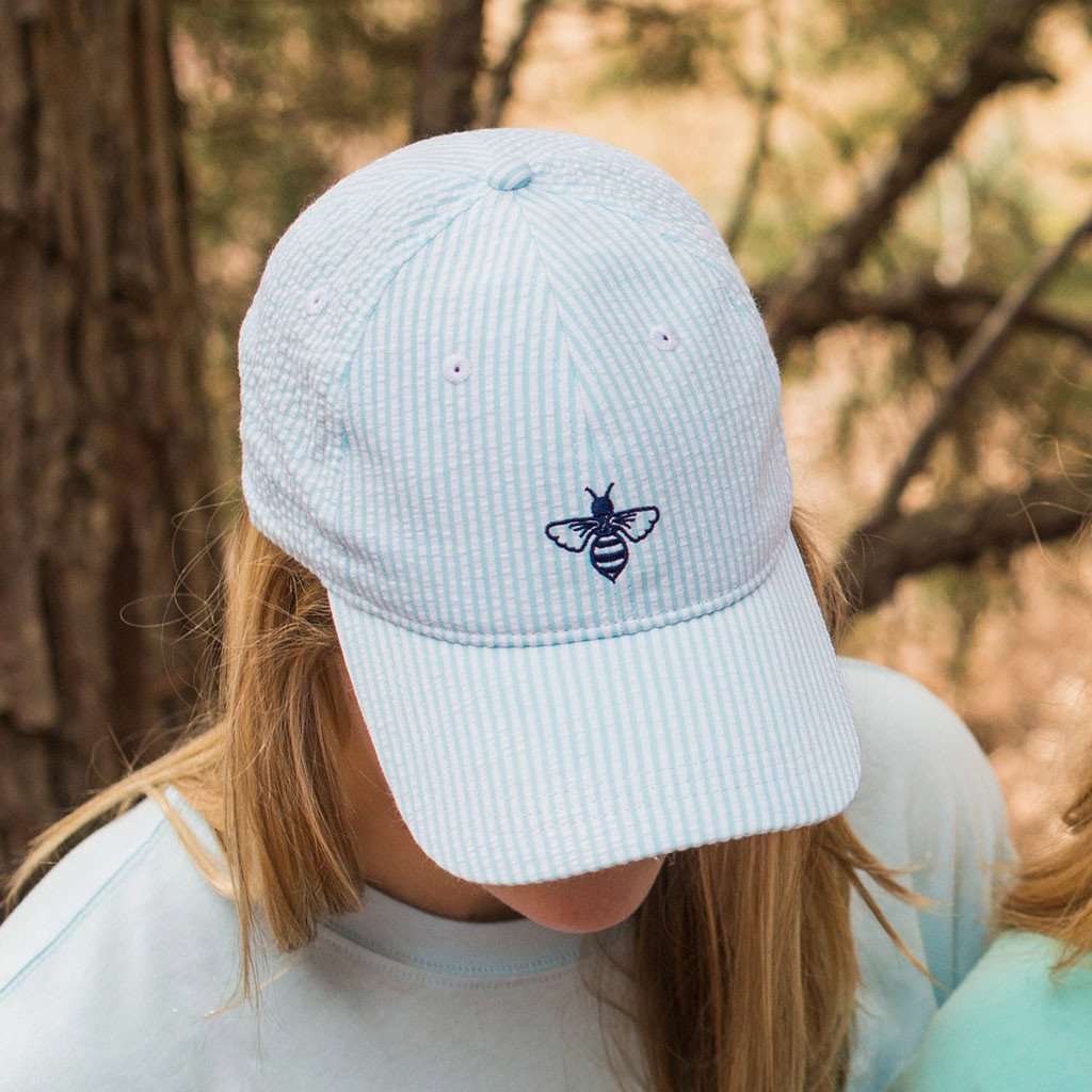 Logo Hat in Mint Seersucker by Lily Grace - Country Club Prep