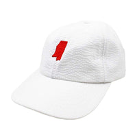 Mississippi Seersucker Hat in White with Red by Lauren James - Country Club Prep
