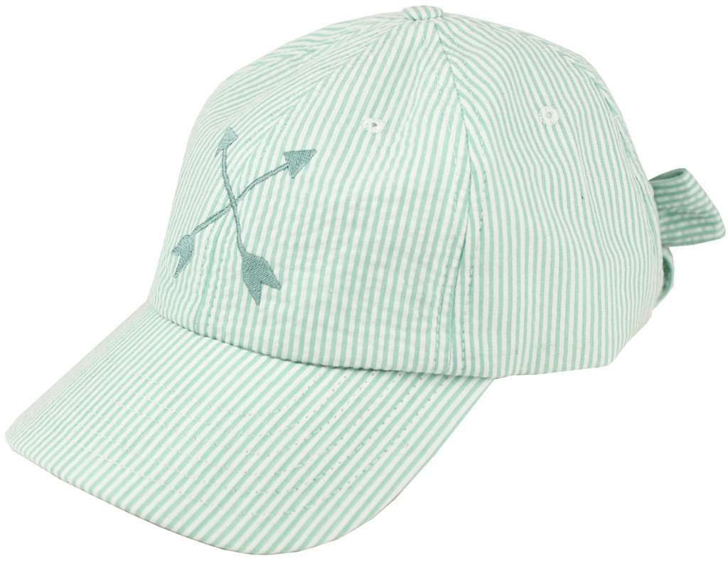 Pointe Prep Cap in Mint Green Seersucker by Lauren James - Country Club Prep