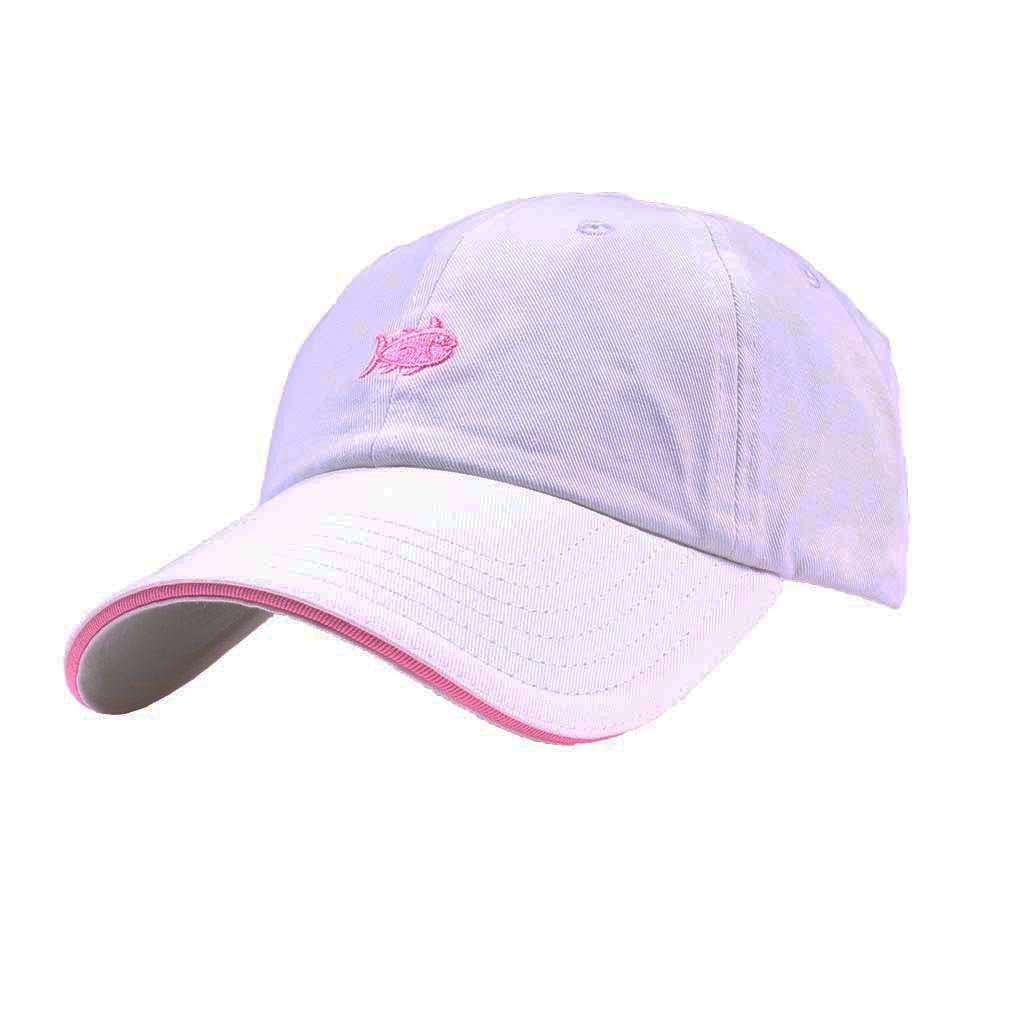 Skipjack Hat in White with Smoothie Pink by Southern Tide - Country Club Prep