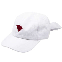 South Carolina Seersucker Hat in White with Crimson by Lauren James - Country Club Prep