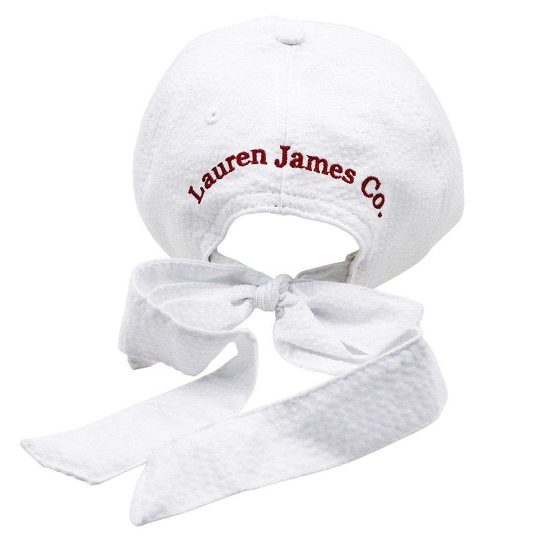 South Carolina Seersucker Hat in White with Crimson by Lauren James - Country Club Prep